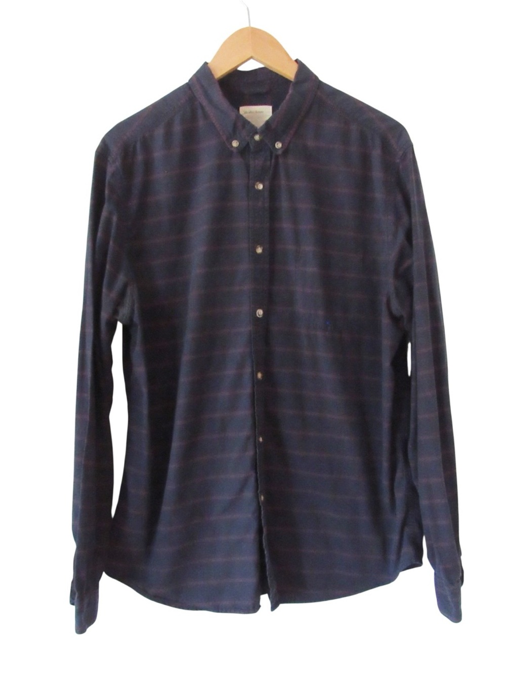 Life After Denim Mens Button Down Long Sleeve Shirt XL Blue Red Striped Cotton